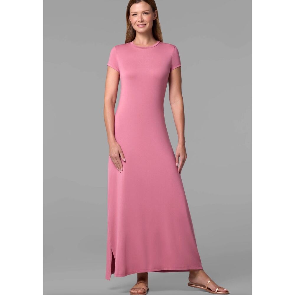 Coolibrar Dounelle Fitted Maxi Dress Terracotta Rose ModuriTM Fabric Casual Sz L